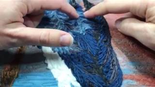 Yarn Couching on the blue heron quilt [upl. by Ayotol307]