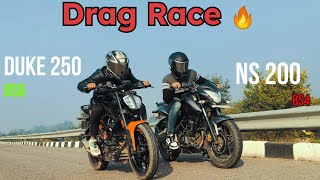 NS200 VS DUKE 250 💥 DRAGRACE 🔥 RACE TILL THEIR POTENTIAL 🚀Aj bhi dum hai gaadi mey [upl. by Halil]