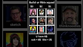 Build ur RBLX squad roblox gaming KreekCraft beaplays sketch flamingo danTDM thinknoodles [upl. by Deny]