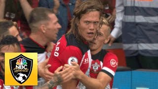 Jannik Vestergaard equalizes for Saints against Manchester United  Premier League  NBC Sports [upl. by Hally]