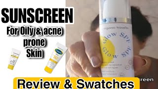 Best Sunscreen for Oily acneProne Skin  Review amp Swatches [upl. by Eintroc]