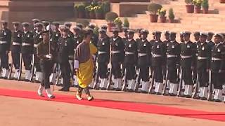 Ceremonial welcome of King Jigme Khesar Namgyel Wangchuck of Bhutan at Rashtrapati Bhavan [upl. by Eelah]