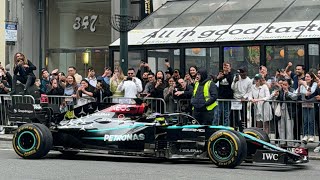 Lewis Hamilton driving F1 car on Fifth Avenue for the Empire State Building 🏎️❤️ [upl. by Tsirc49]