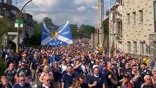 BIG Numbers of Scotland Fans March Through Cologne To Face Switzerland  Tartan Army [upl. by Tryck]