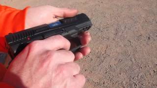 SHOT Show 2014  SARARMS ST45 Turkish Strikerfire Pistol Shooting [upl. by Doykos]