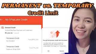 Difference between Permanent vs Temporary Credit Limit  SPAYLATER [upl. by Nonez]