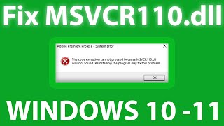 Fix MSVCR110dll Error Reinstalling Program amp Troubleshooting Tips  msvcr100dll missing [upl. by Nwad]