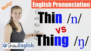 English Pronunciation Thin n vs Thing ŋ [upl. by Coumas450]