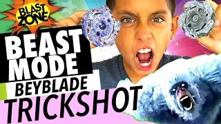 Beyblade Burst Beast Mode Trick Shot and Beyblade Battle [upl. by Annadroj]