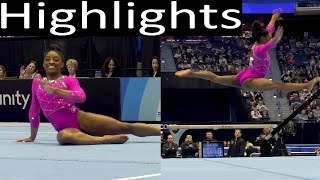 Simone Biles Slow Motion Floor Exercise FX Highlights Core Hydration Classic 2024 [upl. by Nydnarb]