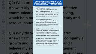 4 Most Common Job Interview Questions and Answers For Assistant Manager Job [upl. by Pascha106]