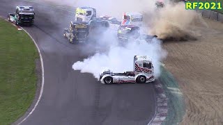 Crashes amp action British Truck racing meeting Brands Hatch 5 June 2021 [upl. by Hanas]