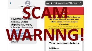 Royal Mail Text Message Scam warning quotYour item has a £2 unpaid shipping feequot  March 2021 [upl. by Damalis785]