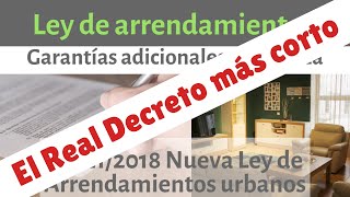 Real decreto más corto ley de arrendamientos derogado hoy 22 de Enero de 2019 [upl. by Cybil138]