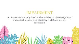 definition of impairmentdisability and handicap [upl. by Assirehc]