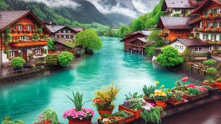 Interlaken Switzerland 4K  walking in the rain in the most beautiful Swiss town [upl. by Leonora642]