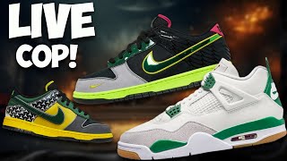 Live COP Jordan 4 SB Pine Green RESTOCK amp What The Duck Oregon PE Dunks [upl. by Nuris]