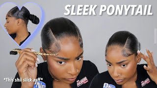 HOW TO  SLEEK PONYTAIL WITH BRAIDING HAIR sleekpontail natural ponytail  Eva Williams [upl. by Turoff]