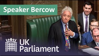 John Bercow announces he is standing down as Speaker of the House of Commons 9 September 2019 [upl. by Eiramnwad]