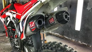 Honda CRF250R Exhaust Sound amp Install  Yoshimura RS9 Dual Exhaust [upl. by Devitt152]