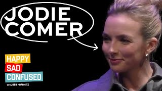 Jodie Comer talks PRIMA FACIE KILLING EVE finale Marvel rumors Happy Sad Confused [upl. by Hessler394]