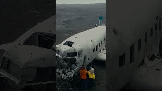 Plane wreck on a black sand beach in Iceland shorts plane iceland [upl. by Attirehs532]