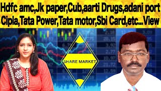 Hdfc amcJk paperCubaarti Drugsadani portCiplaTata PowerTata motorSbi CardetcView [upl. by Larrad278]