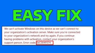 How To Fix Windows Activation 0xc004f074 Error Code [upl. by Lyontine]