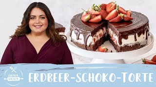 ErdbeerSchokoTorte 🍓 – erfrischende Sommertorte mit Joghurt I Einfach Backen [upl. by Adalard]