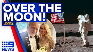 Astronaut Buzz Aldrin 93 marries longtime partner  9 News Australia [upl. by Yeh688]