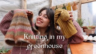 My wild knitting podcast  Ep 31  knitting in my greenhouse wips and plans [upl. by Aicemat]