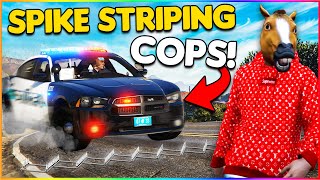 SPIKE STRIPPING COPS IN GTA 5 RP [upl. by Anavlis]