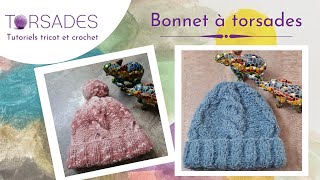 Tuto pour tricoter un bonnet à torsades taille enfant [upl. by Elspet]