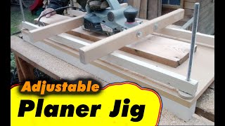 Planing wide Boards or Beams with Electric Hand Planer –Adjustable Thickness Planer Jig –Woodworking [upl. by Adar344]