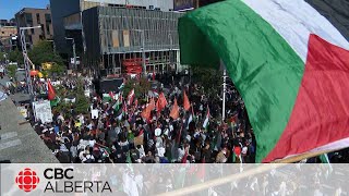 Protests erupt across Canada ahead of anniversary of Gaza war [upl. by Etteiluj]