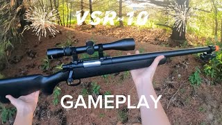 AIRSOFT VSR10 SNIPER RIFLE GAMEPLAY [upl. by Haleigh]