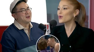 Ariana Grande and Bowen Yang Share Laughter and Apologies Over SNL Kiss [upl. by Netsrejk]