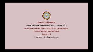 AKTU Digital Education  Instrumental Methods of Analysis  UV Visible Spectroscopy [upl. by Nimzay]