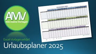 Urlaubsplaner 2025 als Excel Vorlage und als PDF [upl. by Artapoelc]