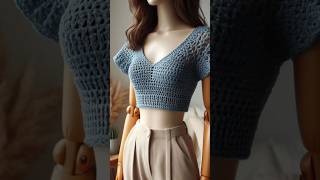 Amazing Crochet crop top Design Ideas sharing ideas create by AI crochet knitting 66 [upl. by Jasun282]