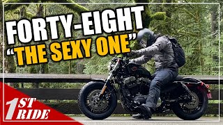 2021 Harley Sportster 1200 48 Review and First Ride  Good first bike [upl. by Aneema]