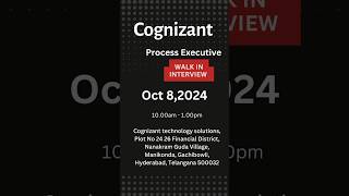 Cognizant Walk in interview for freshers in Hyderabad latest jobs 2024  fresherjobs [upl. by Rodney409]