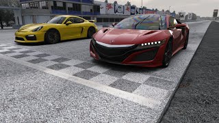 Acura NSX vs Porsche Cayman GT4 at Monza Full Course [upl. by Ainslie475]