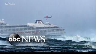 A cruise ship issued a mayday during rough seas off the coast of Norway [upl. by Elsilrac]