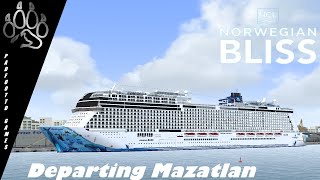 Norwegian Bliss Departing Mazatlan  7 Night Mexican Riviera  Virtual Sailor NG Ship Simulator [upl. by Korfonta569]