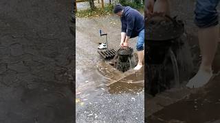 S009 Unclogging a storm drain after rain on a gravel car park in Germany shorts [upl. by Enyrhtac841]