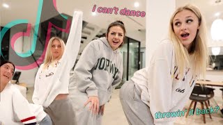 trying to learn viral TikTok dances i cant throw it back ft Madi Seb Charli amp Christopher [upl. by Tucky153]