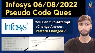 Infosys Pseudo Code Questions asked on 07082022  Infosys OnCampus Exam [upl. by Rubenstein]