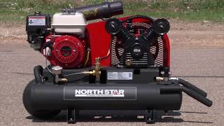 NorthStarR GasPowered Air Compressor  Honda GX160 OHV Engine 8Gallon Twin Tank 137 CFM  90 [upl. by Stent]