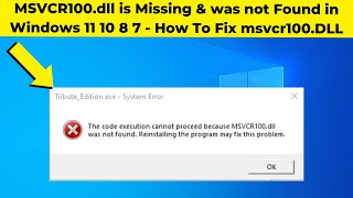 MSVCR100dll is Missing amp was not Found in Windows 10 10 8 7  How To Fix msvcr100DLL Error [upl. by Domeniga]